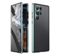 Beyonddraw Magnetic Tempered Glass Double-Sided Phone Case for Samsung, Anti-Peep Full-Cover Magnetic Metal Protective Cover for Samsung Galaxy S25/24/23/22/21 Series (Green,S25)