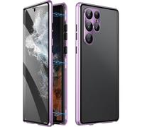 Beyonddraw Magnetic Tempered Glass Double-Sided Phone Case for Samsung, Beyond Draw Phone Case, Anti-Peep Full-Cover Magnetic Protective Cover for Samsung S21-25 Series (Purple,22plus)