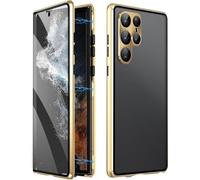 Beyonddraw Magnetic Tempered Glass Double-Sided Phone Case for Samsung, Beyond Draw Phone Case, Anti-Peep Full-Cover Magnetic Protective Cover for Samsung S21-25 Series (Gold,S22+)