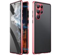 Beyonddraw Magnetic Tempered Glass Double-Sided Phone Case for Samsung, Beyond Draw Phone Case, Anti-Peep Full-Cover Magnetic Protective Cover for Samsung S21-25 Series (Red,S21)