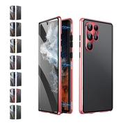Beyonddraw Magnetic Tempered Glass Double-Sided Phone Case, Fully Protect Screen HD and Privacy, for Samsung S25, S24, S23, S22, S21 Series (S23,Red/Privacy)