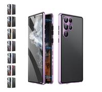Beyonddraw Magnetic Tempered Glass Double-Sided Phone Case, Fully Protect Screen HD and Privacy, for Samsung S25, S24, S23, S22, S21 Series (S24FE,Purple/Privacy)