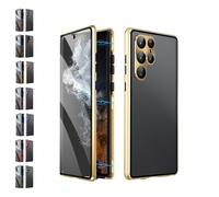Beyonddraw Magnetic Tempered Glass Double-Sided Phone Case, Fully Protect Screen HD and Privacy, for Samsung S25, S24, S23, S22, S21 Series (S22Plus,Gold/Privacy)