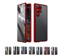 Beyonddraw Privacy Magnetic Tempered Glass Double-Sided Phone Case for Samsung, Beyond Draw Phone Case, Anti-Peeping Magnetic Tempered Glass Double-Sided Phone for S21-25 (S24FE,Red HD)