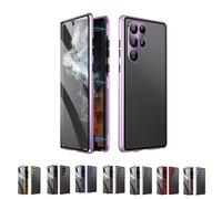 Beyonddraw Privacy Magnetic Tempered Glass Double-Sided Phone Case for Samsung, Beyond Draw Phone Case, Anti-Peeping Magnetic Tempered Glass Double-Sided Phone for S21-25 (S21ultra,PurplePC)