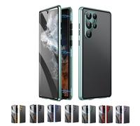 Beyonddraw Privacy Magnetic Tempered Glass Double-Sided Phone Case for Samsung, Beyond Draw Phone Case, Anti-Peeping Magnetic Tempered Glass Double-Sided Phone for S21-25 (S23plus,Green HD)