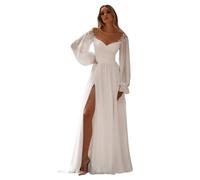 Beyonddress Boho Abiti da sposa per Sposa Tulle Appliques Pizzo Abiti da Sposa Lunghi Eleganti, E-avorio, 52