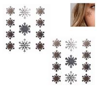 BeyondTattoos Confezione doppia di tatuaggi a fiocchi di neve argento festival party make up F03-Silver