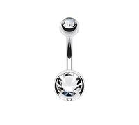 beyoutifulthings Piercing per ombelico con 2 piercing in acciaio chirurgico a banana e argento, barretta multicolore da 1,610 mm, sfere da 46 mm e Acciaio inossidabile, colore: trasparente, cod.