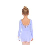 Beyove Bambini Abito Balletto Ragazze Cotone Body Balletto Manica Lunga Corpo di Ballo con Gonna Tutu Blu 120
