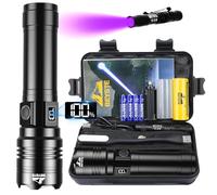 BEYSTE Torcia LED Potente Professionale 500,000 Lumens, Torcia LED Ricaricabile USB, Torce LED Alta Potenza Ricaricabili Zoomabile, IPX6 Torcia Tattica Militare Per Campeggio Trekking Emergenza