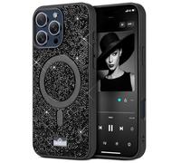 BEZ Cover Magnetica per iPhone 16 Pro Max, [Compatibile con MagSafe], Custodia Scintillio Glitter per della serie Bling & Co., Cover Protettiva Sparkle Diamond Crystal Bling Case, Nero Intenso