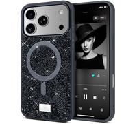 BEZ Cover Magnetica per iPhone 17 Pro Max, [Compatibile con MagSafe], Custodia Scintillio Glitter per della serie Bling & Co., Cover Protettiva Sparkle Diamond Crystal Bling Case, Nero Intenso