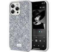 BEZ Cover per iPhone 16 Pro Scintillio Glitter, Custodia per iPhone 16 Pro della serie Bling & Co., Custodia protettiva Sparkle Diamond Crystal Bling Case per iPhone 16 Pro, Argento Scintillante