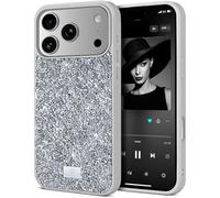 BEZ Cover per iPhone 17 Pro Scintillio Glitter, Custodia per iPhone 17 Pro della serie Bling & Co., Custodia protettiva Sparkle Diamond Crystal Bling Case, Argento Scintillante