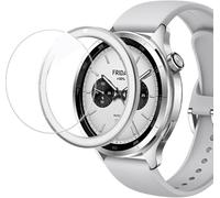 Bezel e vetro protettivo compatibile per Xiaomi Watch S3/S4, anello lunetta antigraffio copertura in acciaio inox per Xiaomi Watch S3/S4 accessori (argento, doppio fuso orario)