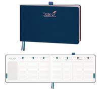 BEZEND Agenda 2026 2027 Settimanale 14 x 23 cm, 18 Mesi da Lug.26 a Dic.27, Diario Scuola, Formato Orizzontale con Portapenne, Bordo in Oro Rosa, Copertina Rigida in Pelle PU, Blu Prussiano