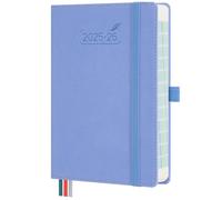 BEZEND Agenda 2026 Giornaliera 17 x 12 cm (B6), 16 Mesi Diario Scuola 1 Pagina per Giorno da Set.25 a Dic.26 - Intervalli di 30 Minuti, Copertina Rigida in Pelle PU, Fiordaliso