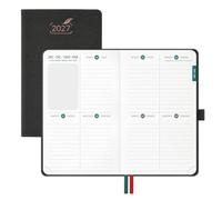 BEZEND Agenda 2027 Settimanale Piccola, Layout a Quadranti - 16,5 x 10,5 cm | Gen a Dic 2027, Diario Tascabile (A6+), Bordo in Oro Rosa, Carta da 100 GSM, Copertina Rigida in Pelle PU - Nero