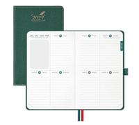 BEZEND Agenda 2027 Settimanale Piccola, Layout a Quadranti - 16,5 x 10,5 cm | Gen a Dic 2027, Diario Tascabile (A6+), Bordo in Oro Rosa, Carta da 100 GSM, Copertina Rigida in Pelle PU - Verde Natalizio