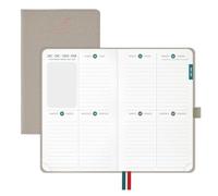BEZEND Agenda 2027 Settimanale Piccola, Layout a Quadranti - 16,5 x 10,5 cm | Gen a Dic 2027, Diario Tascabile (A6+), Bordo in Oro Rosa, Carta da 100 GSM, Copertina Rigida in Pelle PU - Beige