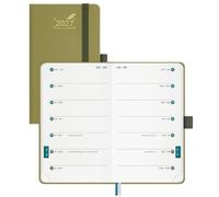 BEZEND Agenda 2027 Settimanale Tascabile con 2 Colonne - A6 (15,5 x 9 cm) | Gen a Dic 2027, Diario Piccola per Lavoro e Vita Privata, Compatto e Portatile, Copertina Rigida in Pelle PU, Mostaza