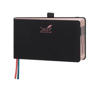 BEZEND Agenda 2027 Settimanale Tascabile con Orario - 9,4 x 16,7 cm | Gen a Dic 2027, Formato Piccola Orizzontale, Ideale per Borsa, Bordi Oro Rosa, Copertina Rigida in Pelle PU - Nero