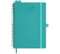 BEZEND Agenda Settimanale 2026 Verticale 21 x 15,5 cm, A5 Diario da Gen a Dic 2026 con Portapenne Autoadesivo, Righello, Copertina Morbida in Pelle PU, Turchese