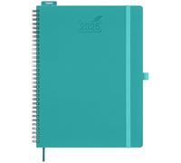 BEZEND Agenda Settimanale 2026 Verticale 28 x 22 cm, A4 Diario da Gen a Dic 2026 con Portapenne Autoadesivo, Righello, Copertina Morbida in Pelle PU, Turchese
