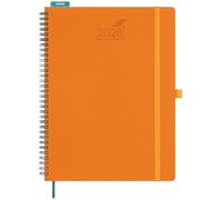 BEZEND Agenda Settimanale 2026 Verticale 28 x 22 cm, A4 Diario da Gen a Dic 2026 con Portapenne Autoadesivo, Righello, Copertina Morbida in Pelle PU, Arancione