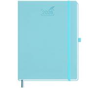 BEZEND Agenda Settimanale 2026 Verticale 28 x 22 cm, A4 Diario da Gen a Dic 2026 con Portapenne, Copertina Rigida in Pelle PU, Blu cielo