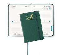 BEZEND Mini Agenda 2026 Bi-Giornaliera Tascabile 12 x 8 cm, 2 Giorni per Pagina (1 Settimana su 4 Pagine) - B7 Diario Piccola da Gen a Dic 2026, Copertina Rigida in Pelle PU, Verde Foresta