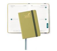 BEZEND Mini Agenda 2026 Bi-Giornaliera Tascabile 12 x 8 cm, 2 Giorni per Pagina (1 Settimana su 4 Pagine) - B7 Diario Piccola da Gen a Dic 2026, Copertina Rigida in Pelle PU, Mostaza