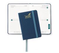 BEZEND Mini Agenda 2026 Bi-Giornaliera Tascabile 12 x 8 cm, 2 Giorni per Pagina (1 Settimana su 4 Pagine) - B7 Diario Piccola da Gen a Dic 2026, Copertina Rigida in Pelle PU, Blu Prussiano
