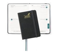 BEZEND Mini Agenda 2026 Bi-Giornaliera Tascabile 12 x 8 cm, 2 Giorni per Pagina (1 Settimana su 4 Pagine) - B7 Diario Piccola da Gen a Dic 2026, Copertina Rigida in Pelle PU, Nero