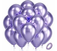 Bezente Palloncini rotondi in lattice viola metallizzato, confezione da 100 pezzi, 30,5 cm, ad elio, cromati, viola chiaro, lavanda, lilla, per matrimoni, addio al nubilato, fidanzamento, ragazza