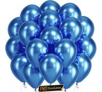 Bezente Pro Duralatex - Palloncini blu metallizzati - Confezione da 120 palloncini extra spessi da 25,4 cm, colore blu cromato per laurea, matrimonio, addio al nubilato, compleanno, fidanzamento