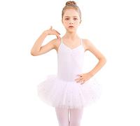 Bezioner Body per Danza tutù da Balletto Leotard Vestito Ginnastica Senza Maniche per Ragazze Bianco 120