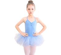 Bezioner Body per Danza tutù da Balletto Leotard Vestito Ginnastica Senza Maniche per Ragazze Blu 110