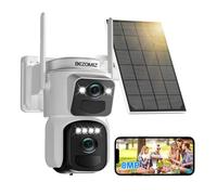 BEZOMIZ 8MP Solare Telecamera Wi-Fi Esterno Senza Fili con Doppia Lente, 360° PTZ Videocamera Sorveglianza Esterno, Rilevamento Umano, Sirena, Visione Notturna a Colori, 2 Vie Audio, IP66