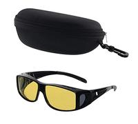 BEZZEE PRO Occhiali da Sole Polarizzati Gialli con Custodia - Occhiali Polarizzati Protezione Solare Antiriflesso UV400 - Sovraocchiali da Sole - Occhiali da Sole da Donna e Uomo per Pesca e Golf