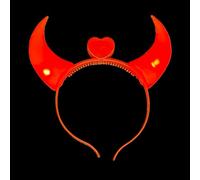 BF Souvenirs 1 cerchietto a LED DEVIL in 3 colori brillanti corna del diavolo con cuore festa di addio al nubilato Halloween festa popolare per bambini compleanno concerto cuore diavolo angelo (rosso)