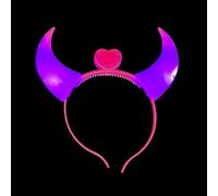 BF Souvenirs 1 cerchietto a LED DEVIL in 3 colori brillanti corna del diavolo con cuore, festa di addio al nubilato, Halloween, festa popolare per bambini, compleanno, concerto, cuore, diavolo, angelo