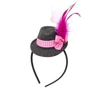 BF Souvenirs Cerchietto per capelli Rosi per Oktoberfest, con mini cappello tradizionale e piume, cerchietto per costume tradizionale bavarese da donna per prato, Dirndl, addio al nubilato, feste