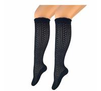 BF Souvenirs Eleganti calze da donna al ginocchio, per costume tradizionale bavarese, stile bavarese, in pizzo rimagliato a mano, per matrimonio, Oktoberfest, Nero , 35-38