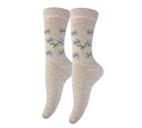 BF Souvenirs Eleganti calzini Alpi per donne e bambini con motivo stella alpina - discreto motivo floreale in stile rustico - calzini in cotone morbido - costume tradizionale naturale e montagna