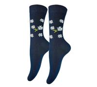 BF Souvenirs Eleganti calzini delle Alpi per donna e bambini con motivo a stella alpina - sobrio motivo floreale in stile rustico - calzini in morbido cotone - calzini tradizionali per amanti della