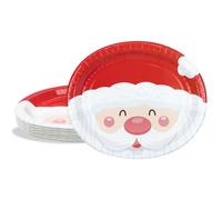 BFB Set di Piatti Ovali di carta Natalizi 24 pezzi Babbo Natale, Grandi Piatti da buffet usa e getta 32 x 27 cm Piatti monouso per feste
