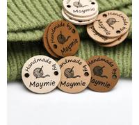 BFBZYME Etichette in Pelle Personalizzate Fatte A Mano da 1 Pollice, Targhette Personalizzate per Abiti, Etichette Decorative con Rivetti, Etichette per Cappelli Lavorati A Maglia (15 Pezzi)