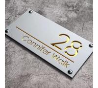 BFBZYME Targhette Personalizzate con Numeri Civici Moderni Targhetta Personalizzata in Acrilico per Esterni Numeri Civici 3D Cavi per Giardino, Cortile E Casa(White Gold)